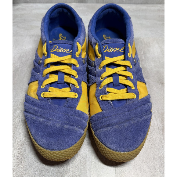 Vintage Diesel Shoes Womens Size 9.5 Blue Yellow Live Rush Suede Leather - Picture 2 of 9
